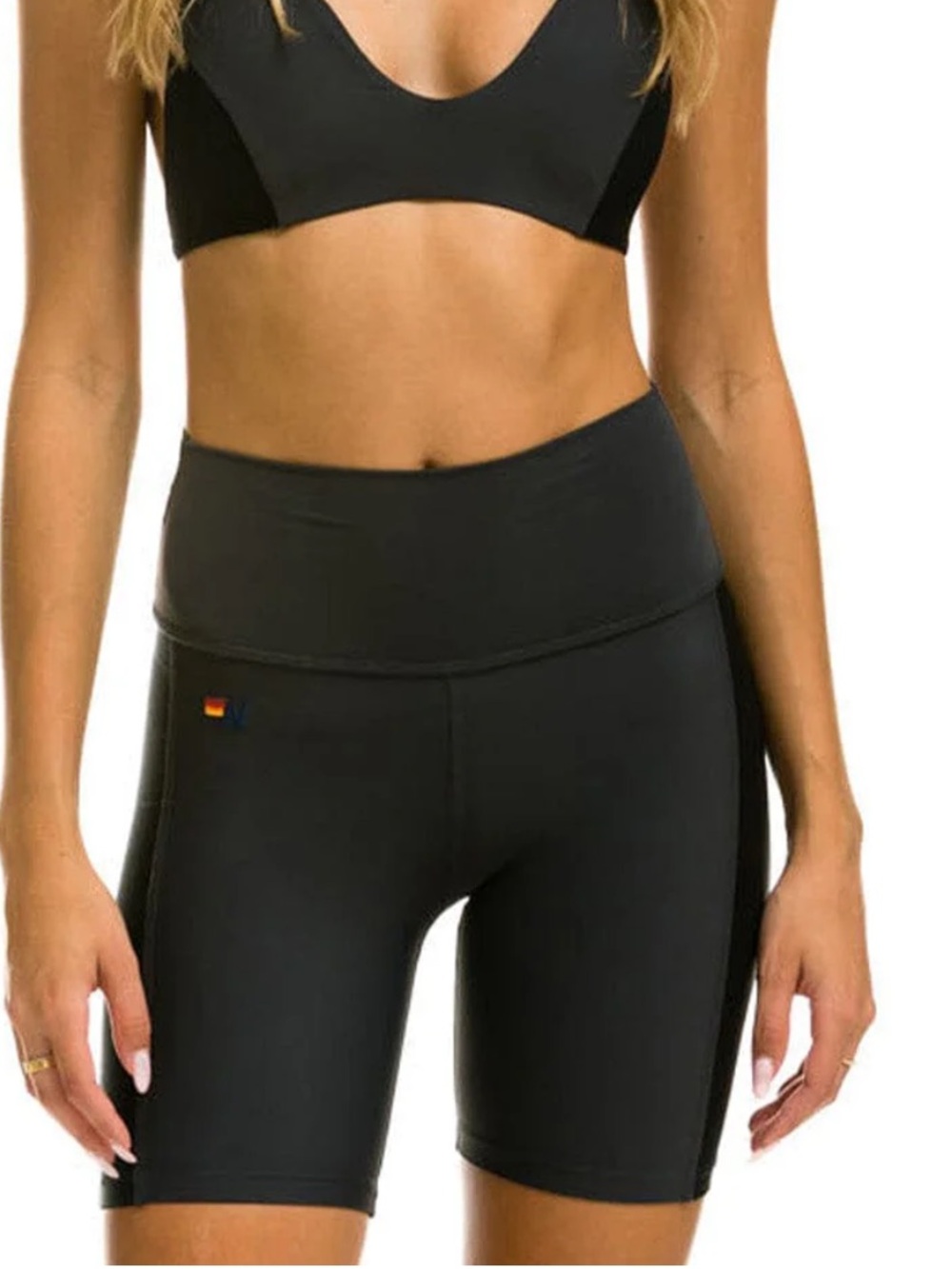 Aviator Nation Speed High Rise Biker Short Titanium w Black Trim